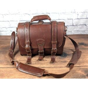 Vintage-Style Brown Leather Messenger Bag